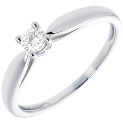 Solitario Ramoscello - Oro bianco - 18 carati - Diamante - 0.16 carati