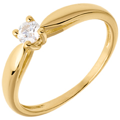Solitario Ramoscello - Oro giallo - 18 carati - Diamante - 0.16 carati