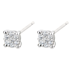 Orecchini Miriade di stelle - Oro bianco - 9 carati - 14 Diamanti