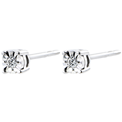 Boucles d'oreilles Origine - or blanc 9 carats et diamants