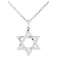 Pendentif Étoile de David - or blanc 9 carats