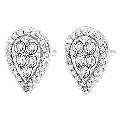 Orecchini Origine - Bagliore Goccia - oro bianco 9 carati e diamanti