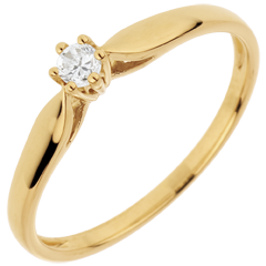 Bague Solitaire Roseau 6 griffes - 0.07 carat - or jaune 18 carats