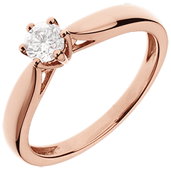 Solitario Ramoscello - 6 griffe - Oro rosa- 18 carati - Diamante - 0.30 carati