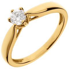 Bague Solitaire Roseau 6 griffes - or jaune 18 carats - 0.3 carat