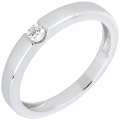 Anello Solitario Sinfonia - Oro bianco - 18 carati - Diamante