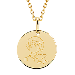 Médaille Enfant et agneau - or jaune 9 carats
