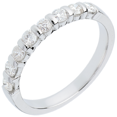 Alliance or blanc 18 carats semi pavée - serti barrettes - 0.5 carats - 8 diamants