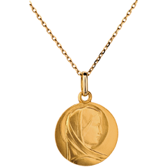 Médaille Vierge classique 15mm - or jaune 18 carats