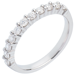 Alliance or blanc 18 carats semi pavée - serti griffes - 0.5 carats - 11 diamants