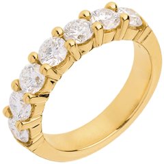 Fede nuziale - Oro giallo semi pavé - 18 carati - 7 Diamanti - incastonatura a griffe - 1.57 carati 