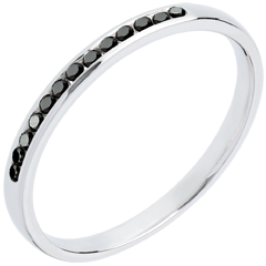 Alliance or blanc 18 carats semi pavée diamants noirs