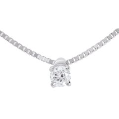 Collier solitaire or blanc 18 carats - 0.11 carat