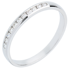 Alliance or blanc 18 carats semi pavée - serti rail - 11 diamants