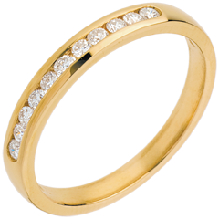 Alliance or jaune 18 carats semi pavée - serti rail - 11 diamants