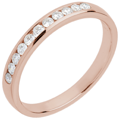 Alliance or rose 18 carats semi pavée - serti rail - 11 diamants