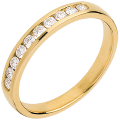 Alliance or jaune 18 carats semi pavée - serti rail - 0.25 carats - 10 diamants