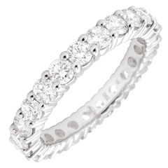Anello oro bianco pavée - incastonato griffe - 2 carati - Cerchio completo