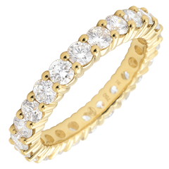 Alliance or jaune 18 carats pavée - serti griffes - 2 carats - Tour complet