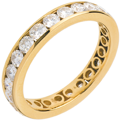 Alliance or jaune pavée - serti rail - 1.9 carats - 23 diamants