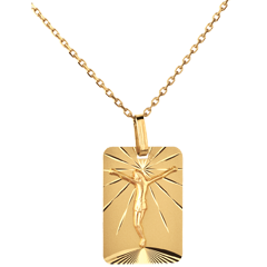 Médaille Plaque Christ - or jaune 18 carats
