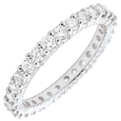 Alliance or blanc 18 carats pavée - serti griffes tour complet - 1.11 carats - 29 diamants