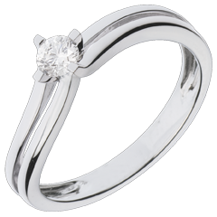 Solitario Dalia - Oro bianco - 18 carati - Diamante - 0.18 carati