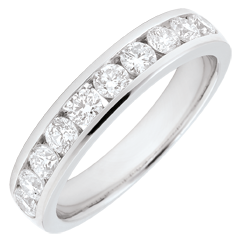 Alliance or blanc 18 carats semi pavée - serti rail - 0.67 carats - 10 diamants