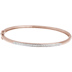 Jonc diorama barrette diamants - or rose 18 carats - 11 diamants