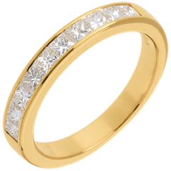 Alliance or jaune 18 carats semi pavée - serti rail - 0.7 carats - 10 diamants