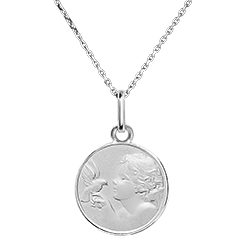 Médaille L'Ange et la Colombe – Or Blanc 18 carats