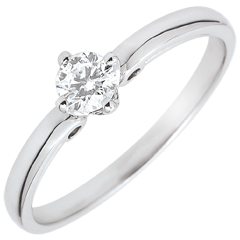 Bague Solitaire Bouton de Lierre - 0.2 carat - or blanc 9 carats