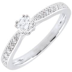 Bague de Fiançailles Or Blanc Solitaire Garlane 8 griffes - 0.19 carat - or blanc 9 carats