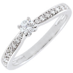 Bague solitaire Garlane 4 griffes - 0.10 carat - or blanc 18 carats