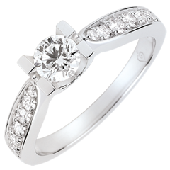 Bague de Fiançailles Solitaire Comtesse - diamant 0.4 carat - or blanc 9 carats