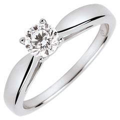 Solitaire roseau - diamant 0.4 carat - or blanc 18 carats