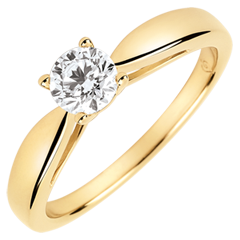 Solitaire roseau - diamant 0.4 carat - or jaune 18 carats