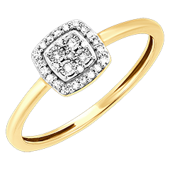 Bague Origine - Eclat Carré - or blanc et jaune 9 carats et diamants