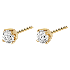 Boucles d'oreilles diamants (TGM+) - puces or jaune 18 carats - 0.5 carat