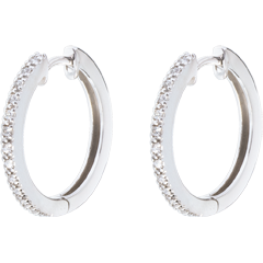 Créoles semi pavées or blanc 18 carats - 26 diamants