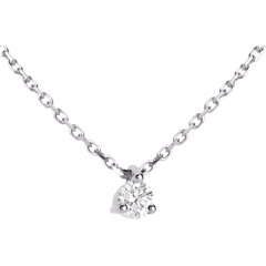 Collier solitaire or blanc 18 carats - 0.11 carat