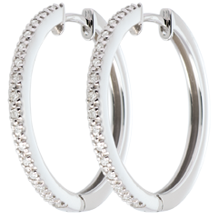 Créoles semi pavées or blanc 18 carats - 32 diamants