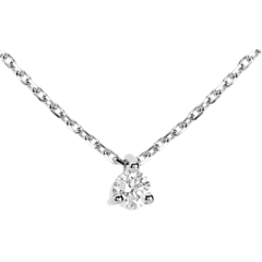 Collier solitaire or blanc 18 carats - 0.16 carat
