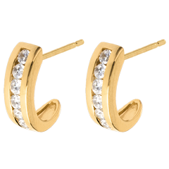 Bouclesd'oreilles demi-lunes pavées or jaune 18 carats - 0.41 carats - 12 diamants