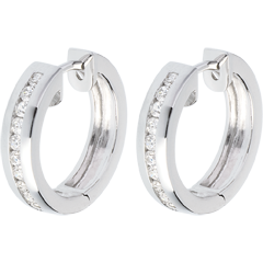 Créoles or blanc 18 carats diamants - serti rail - 0.33 carats - 22 diamants