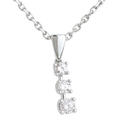 Pendentif or blanc 18 carats trilogie Muguet - 0.26 carat