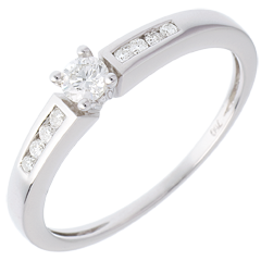 Solitaire Octave or blanc 18 carats - diamant 0.13 carat