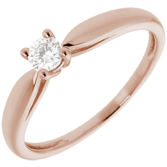 Solitaire roseau or rose 18 carats - 0.16 carat