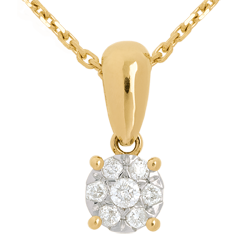 Pendentif pavage et belière or jaune 18 carats - 0.2 carat - 7 diamants