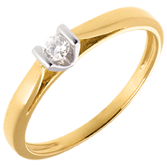 Solitaire Caldera - diamant 0.08 carat - or blanc et or jaune 18 carats